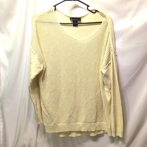 Lane Bryant Long Sleeve Lemon Yellow Open Knit Sweater Size 18/20